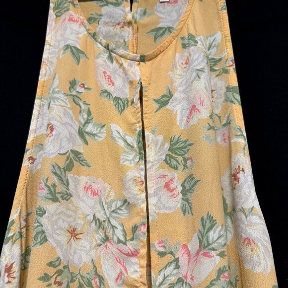 PRIVACY PLEASE - Halter Tank Summer Dress - Womens Small - yellow - floral print - Picture 3 of 11